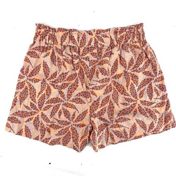 Ecothreads Womens Pink Linen Blend Floral Relaxed Shorts Elastic Waist Hi-rise M - Picture 2 of 4